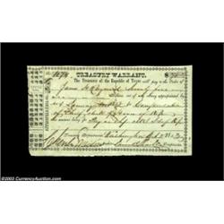 Washington, TX - Republic of Texas Treasury Warrant $75.00 Oct. 2, 1843 Medlar 6Another nice "Texian
