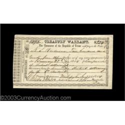 Washington, TX - Republic of Texas Treasury Warrant $224.26 Jan. 22, 1844 Medlar 9A gorgeous example