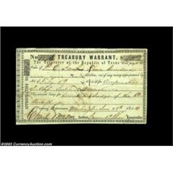 Washington, TX - Republic of Texas Treasury Warrant $400.00 June 28, 1844 Medlar 10There is an inter