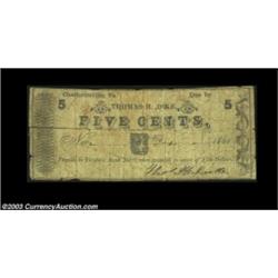 Charlottesville, VA- Thomas H. Duke 5¢ Dec. 4, 1861 Jones PC30-04An extremely rare piece of Virginia