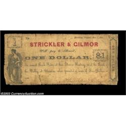 Monterey, VA- Strickler & Gilmor 50¢, $1 Oct. 1, 1861 Jones PM70-23, 29Two pieces, both Very Good, o