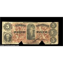 Richmond, VA- Bank of Richmond $5 Nov. 1, 1861 G16a Jones BR85-10A nice grade example of this colorf