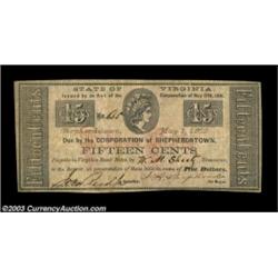 Shepherdstown, VA- Corporation of Shepherdstown 15¢ May 1, 1862 Jones TS05-22An attractive example o