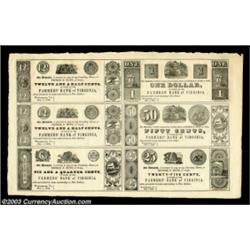 Winchester, VA - Farmers' Bank of Virginia 6 1/4¢-12 1/2¢-12 1/2¢-25¢-50¢-$1 Nov. 1, 1839 Uncut Shee