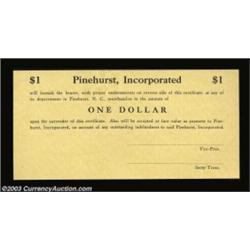 Pinehurst, NC- Pinehurst, Incorporated $1 Shafer NC200-1This piece is from the first issue of  Depre