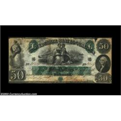 T6 $50 1861. This is a rare note with a nice overall appearance but some significant problems as wel