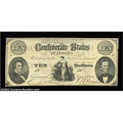 T25 $10 1861. Although only a few light folds are present, this Very Fine-Extremely Fine example has