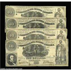 T30 $10 1861 Second Issue Partial Set. Plate positions one through four are represented in this quar