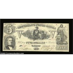 T37 $5 1861. There are several light folds on this note and a hard vertical crease near the right en