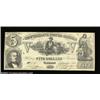 Image 1 : T37 $5 1861. There are several light folds on this note and a hard vertical crease near the right en