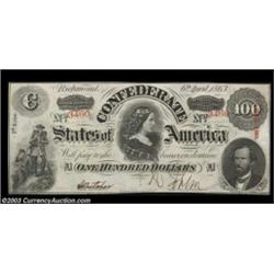 T56 $100 1863. A lovely 1863 Hundred with great eye appeal. Deep embossing is evident on the serial
