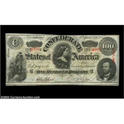 T57 $100 1863. A pretty Choice Crisp Uncirculated Lucy Pickens note with a broad lower margin and a