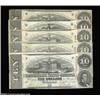 Image 1 : T59 $10 1863. A group of five notes, all cut cancelled, and ranging in grade from Very Fine to Extre