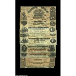Various Confederate Types.T14 $50 1861 Extremely FineT18 $20 1861 Very FineT40 $100 1862 (3) Crisp U