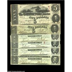 1863 Confederates. A group of six 1863 CSA type notes, including four T58 $20s and two T60 $5s. The