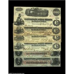 1862 Confederate $100s. A nice group of six notes, including three T39s, a T40, and two T41s. One of