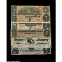 1864 Confederates. A nice group of late CSA issues, including a contemporary counterfeit T65 $100, a