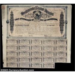 Confederate States of America Bond $500 February 17, 1864 Ball 304A nice CSA bond with 25 coupons st