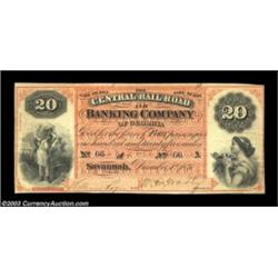 Savannah, GA- The Central Rail Road & Banking Company of Georgia $20 Dec. 1, 1871A simply spectacula