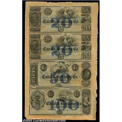 New Orleans, LA - New Orleans Canal & Banking Co. $20-$20-$50-$100 Uncut Sheet G32a-G32a-G44a-G56aA