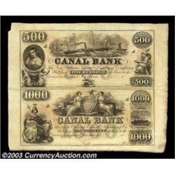 New Orleans, LA - New Orleans Canal & Banking Co. $500-$1,000 Uncut Sheet G70a-G80aThese two-subject