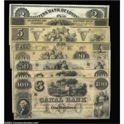 Cajun Delight.New Orleans, LA - Citizens' Bank of Louisiana $2 G4 remainder CU, $5 G12c remainder CU