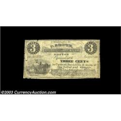Boston, MA- F. Brown 3¢ Jan. 1, 1863Similar to the example in the Denly collection from this merchan