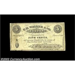 Boston, MA- P.H. Walker 5¢ Jan. 1, 1863A denomination missing in the Denly collection, which had onl