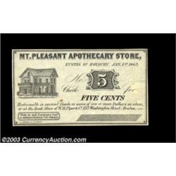 Roxbury, MA - Mt. Pleasant Apothecary Store5¢ Jan. 1, 1863, 20¢ Jan. 1, 1863 (2)The 5¢ is About Unci