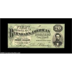 Springfield, MA- Burnham's American Business College $20 Schingoethe MA425-20aA lovely example of th