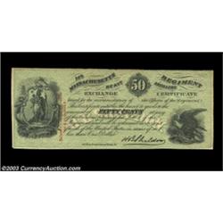 14th Regiment Massachusetts Heavy Artillery 50¢Crisp Uncirculated, with two mounting hinge remnants