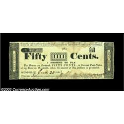Woodville, MS- Unidentified Issuer 50¢ June 20, 1839 Leggett UNLThe issuer's name on this piece is a