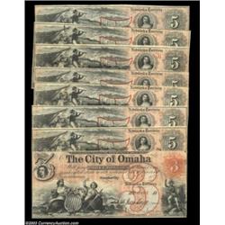 Omaha, NE - The City of Omaha $3 Oct. 1, 1857, (7) $5 1857A nice group of eight pieces, the $3 gradi