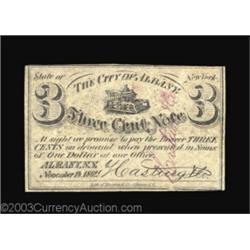 Albany, NY - The City of Albany 3¢ November 14, 1862Fractional municipal scrip with a vignette of a