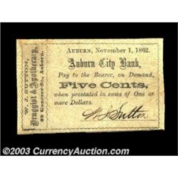 Auburn, NY- W.J. Sutton 5¢ Nov. 1, 1862 Harris 25The Harris plate note and the sole denomination lis