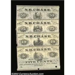 Avoca, NY- N.B. Chase 5¢, 10¢, 25¢, 50¢ Oct. 27, 1862 Harris 5, 6, 7, 8Four pieces of this unissued