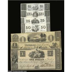 Buffalo, NY- Benjamin Rathbun 6 1/4¢, 12 1/2¢ 25¢, 50¢ $1 (3) Harris 170-176Seven pieces of scrip fr