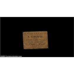 Buffalo, NY- Two Cent Coffee House 1¢ Harris UNLA neat piece of scrip, printed on light cardboard an