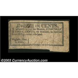 Buffalo, NY- Unidentified Issuer 18 3/4¢ Jan. 3, 1815 Harris 24An excessively rare denomination whic