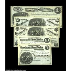 Cleveland, NY- Cleveland Glass Works 5¢, 10¢, 25¢, 50¢, $1 Harris 1, 2, 3, 4, 5Five pieces of this c