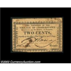 Cooperstown, NY- Village of Cooperstown 2¢ Nov. 1, 1814 Harris 6The Harris plate note and the sole e