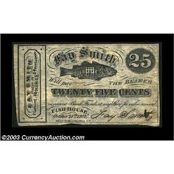 Fish House, NY- Fay Smith 25¢ Oct. 25, 1862 Harris 3A great note from this "Dealer in Clothing, Groc