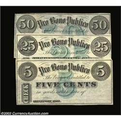 Greenport, NY- Unidentified Issuer 5¢, 25¢, 50¢ 1862 Harris 1, 3, 4Three notes from this much sought