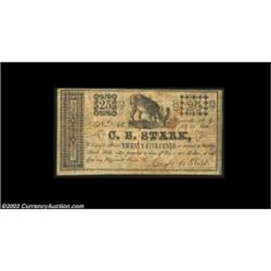 Higginsville, NY- C.B. Stark 25¢ July 25, 1862 Harris 3The only note listed from this mere dot of a
