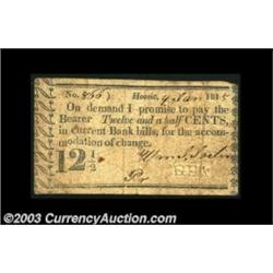 Hoosic, NY- Wm. J. Jaclin 12 1/2¢ Jan. 9, 1815 Harris 3A great early note which is both the Harris p