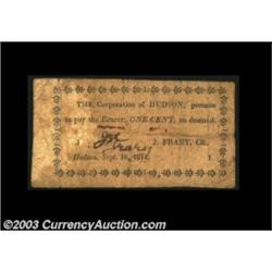 Hudson, NY- Corporation of Hudson 1¢ Sept. 16, 1814 Harris 24A very rare early Hudson note. Fine.  I