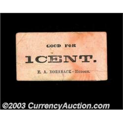 Hudson, NY- E.A. Roraback 1¢, 2¢, 3¢Three cardboard chits, each signed on the reverse by Mr. Rorabac