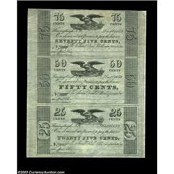 Lansingburgh, NY- Unknown Issuer 75¢-50¢-25¢ Dec. 1, 1852 Harris 72-68-62 Uncut SheetLikely to be is