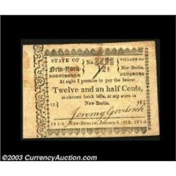 New Berlin, NY- Jeremy Goodrich 12 1/2¢ Jan. 2, 1815 Harris 15A great early New York rarity, this be
