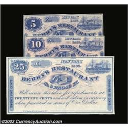 New York, NY- Berry's Restaurant 5¢, 10¢, 25¢ 1862 Harris 300-302A nice example of all three denomin
